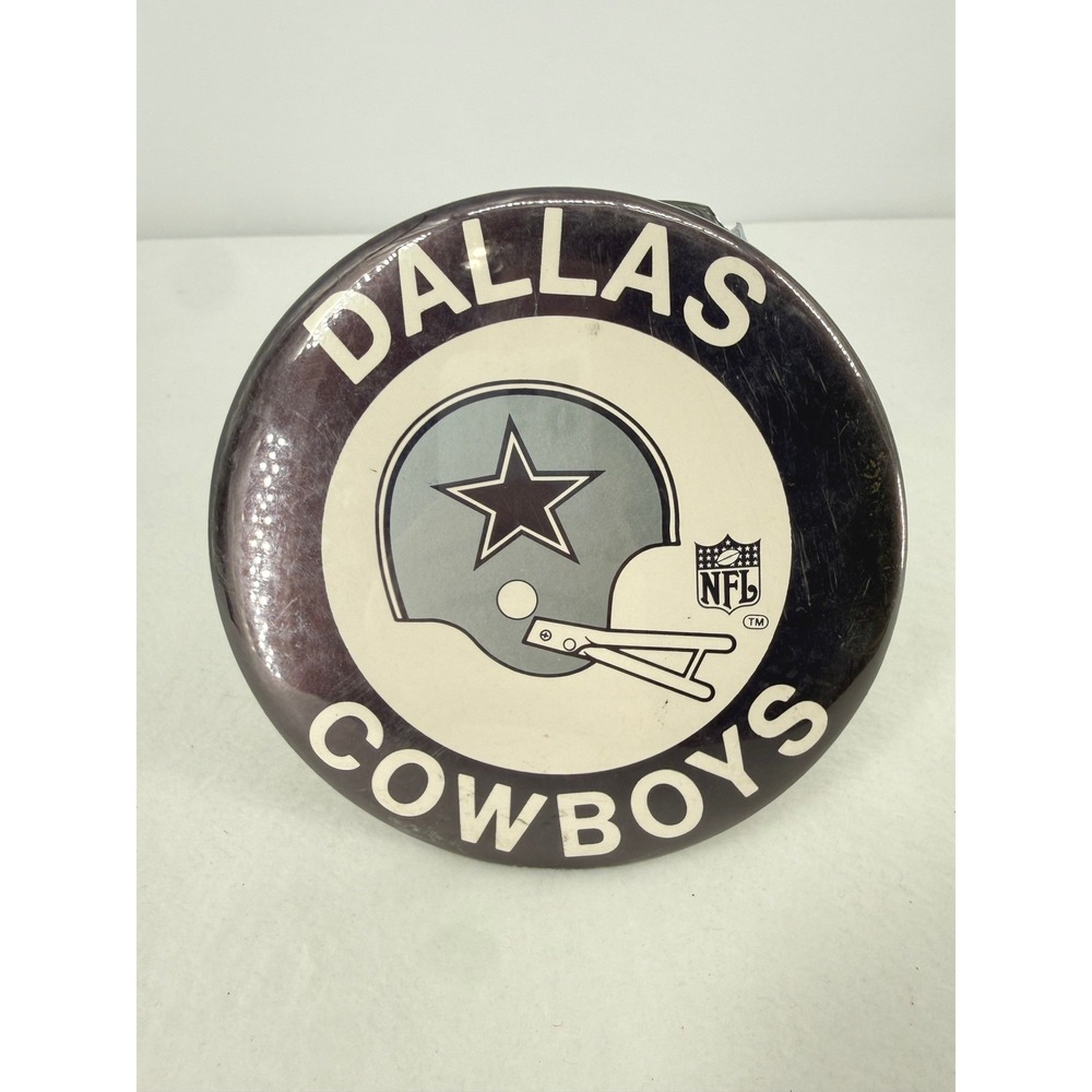 NFL Dallas Cowboys Pin Back Button 6 Inch Navy Blue Vintage Helmet Easel